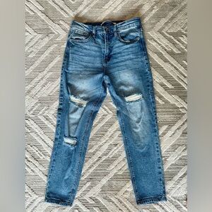 Celebrity Pink Blue Skinny Jeans with Distressed Details